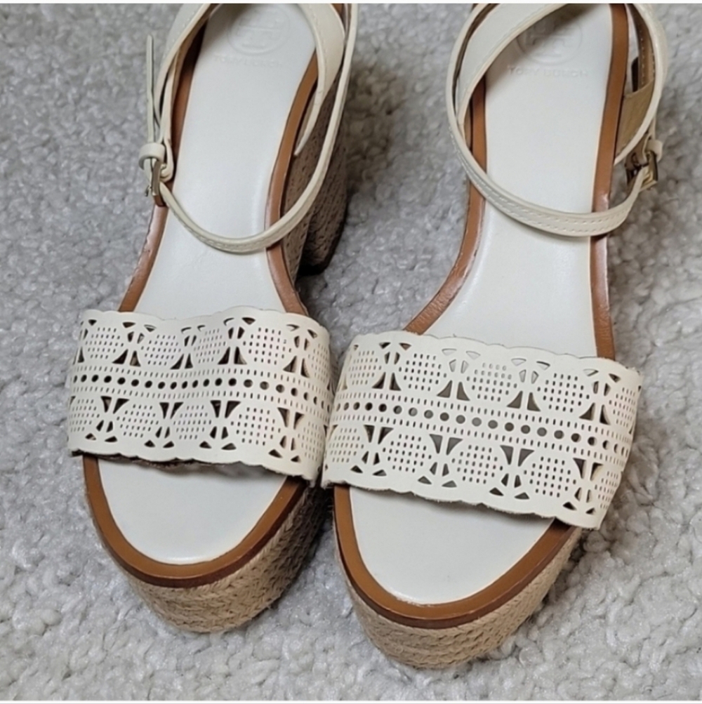 TORY BURCH Roselle Platform Espadrille Heels Size 9.5 - Picture 6 of 13